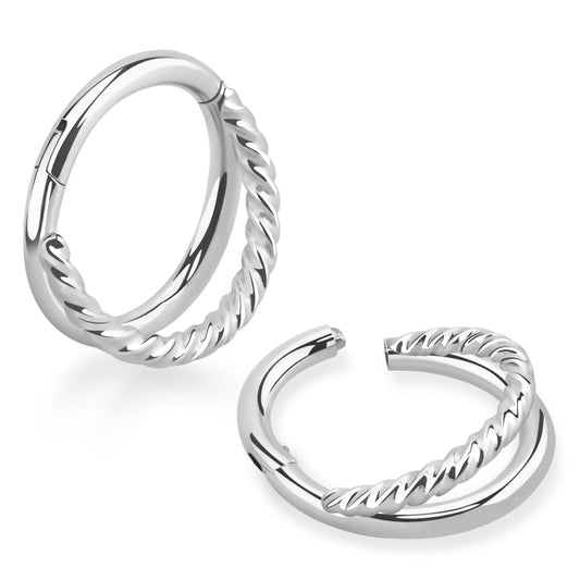 Piercing clicker hinged segment plain and twisted rings ( surgical steel )