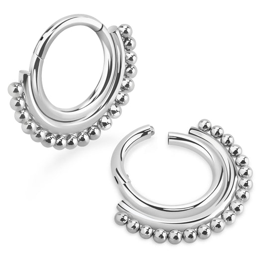 Piercing clicker hinged segment ring beads design ( 316L surgical steel )