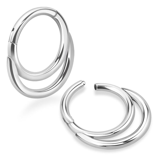 Piercing clicker hinged segment double rings ( surgical steel  )
