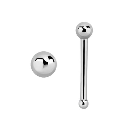 Straight nose stud with 2mm ball top ( surgical steel / silver  )