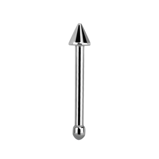 Straight nose stud with 2mm cone top ( surgical steel / silver )