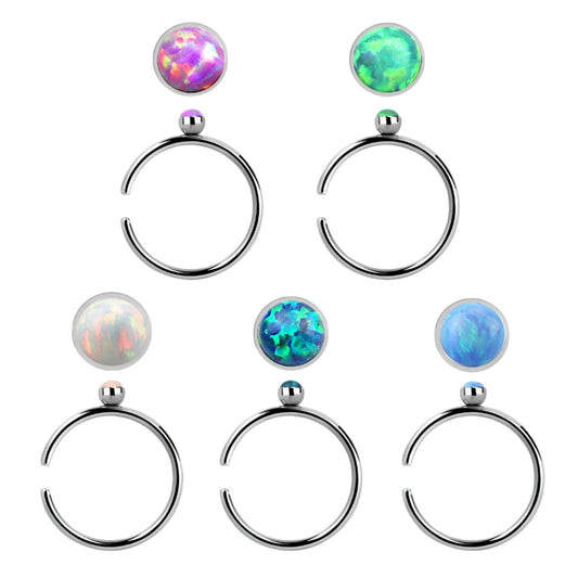 Continuous Ring with synthetic opal ( surgical steel  )