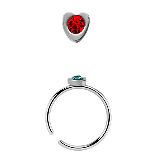 Continuous Ring with heart shaped top and crystal ( surgical steel  )