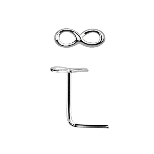 L-shaped nose stud with infinite top ( sterling silver )