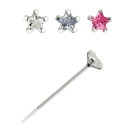 Bend IT nose stud with 3mm star cz ( sterling silver )