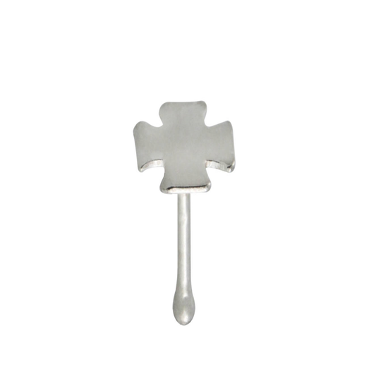 Straight nose stud with cross shaped top ( sterling silver )