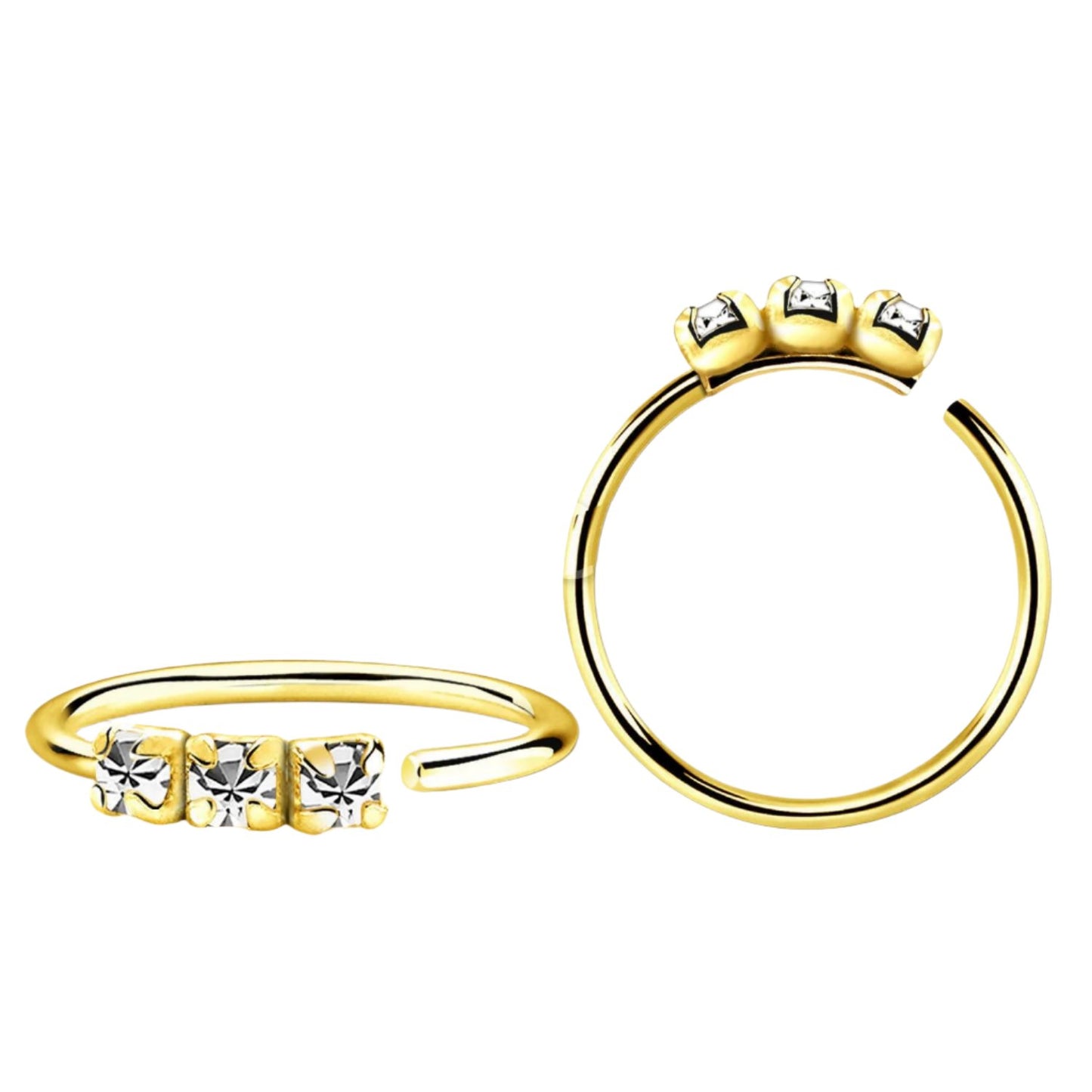 Continuous ring with three 1.5mm crystals ( sterling silver )