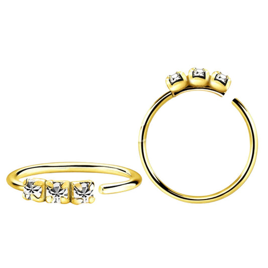 Continuous ring with three 1.5mm crystals ( sterling silver )