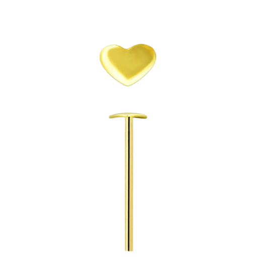Bend IT nose stud with 2.5 mm heart shaped top ( gold )