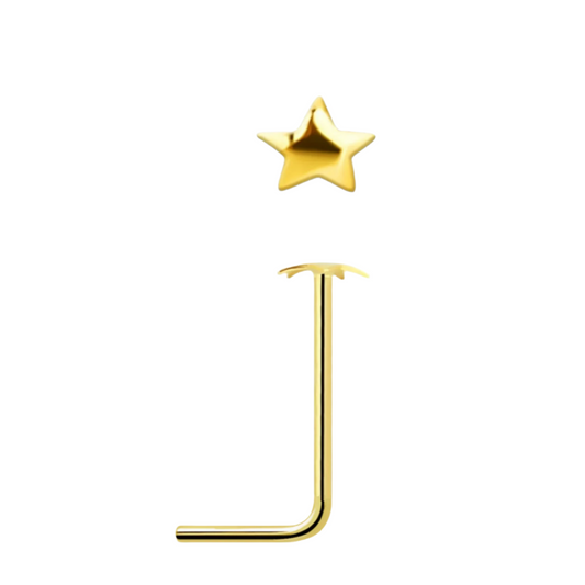 L-shaped nose stud with 2 mm star shaped top ( gold )