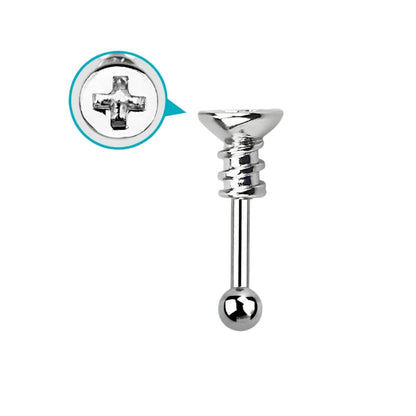 Tragus Piercing barbell with screw top and a 3mm steel ball ( 316L surgical steel )