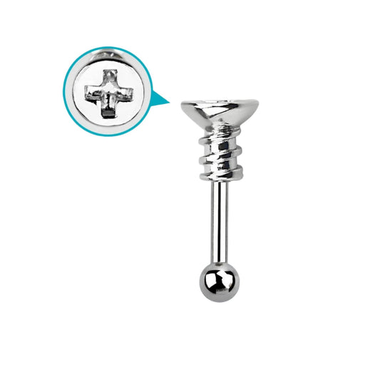 Tragus Piercing barbell with screw top and a 3mm steel ball ( 316L surgical steel )