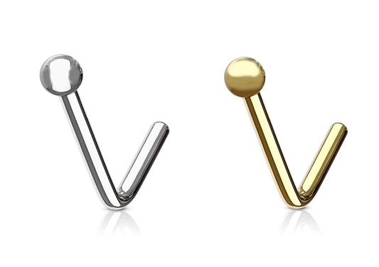 L-shaped nose stud with 1.5 mm ball top ( sterling silver )