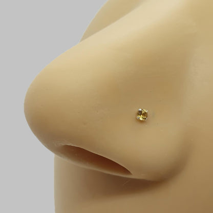 Bend IT nose stud with 2mm genuine citrine ( sterling silver )