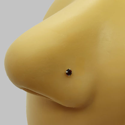 Bend IT nose stud with 2mm genuine garnet ( sterling silver )