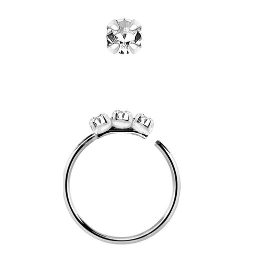 Continuous ring with three 1.5mm crystals ( sterling silver )