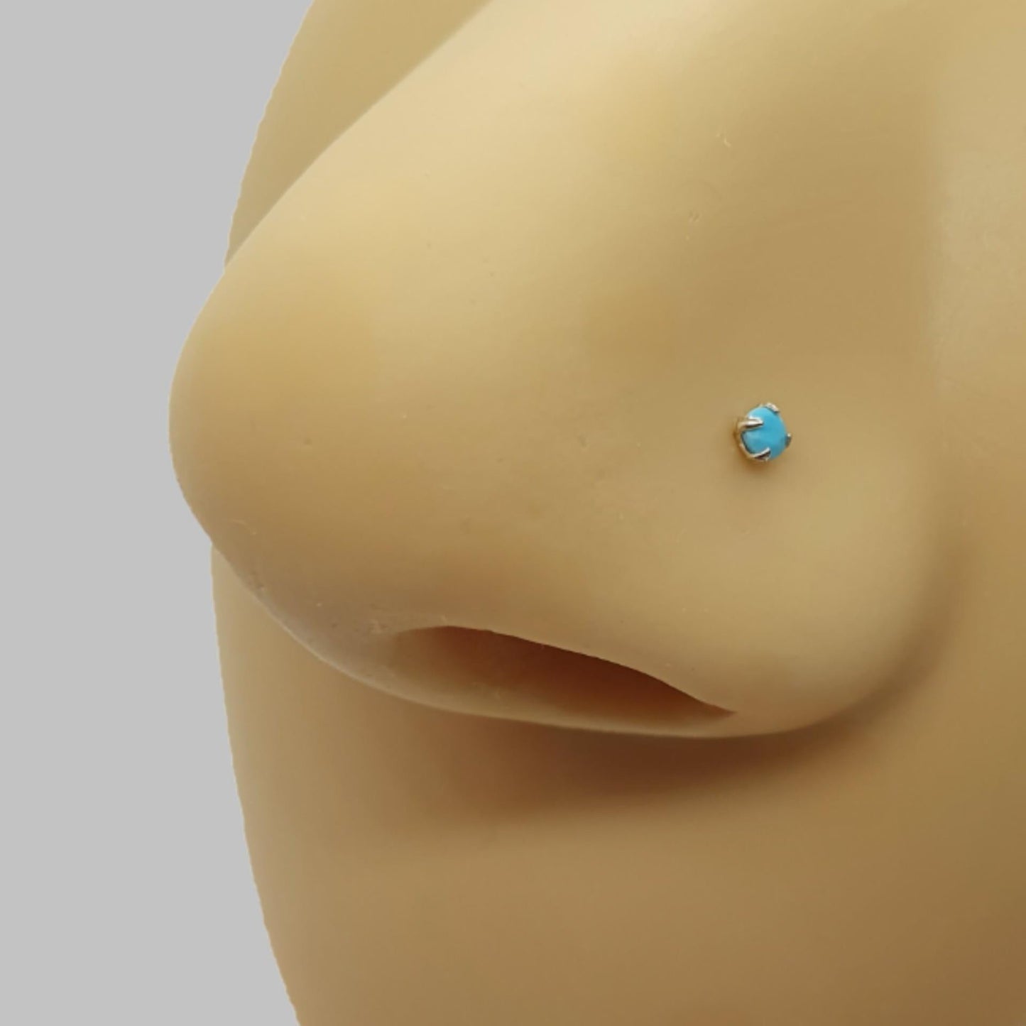 Bend IT nose stud with 2mm genuine turquoise ( sterling silver )